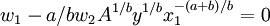 w_1-a/bw_2A^{1/b}y^{1/b}x^{-(a+b)/b}_1=0