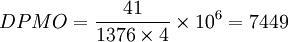 DPMO=\frac{41}{1376\times 4}\times10^6=7449