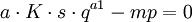 a \cdot K \cdot s \cdot q^{a1}-mp=0