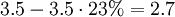 3.5-3.5 \cdot 23%=2.7