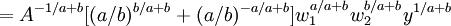 =A^{-1/a+b}w_1^{a/a+b}w_2^{b/a+b}y^{1/a+b}