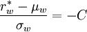 \frac{r^*_w-\mu_w}{\sigma_w}=-C