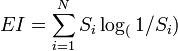 EI= \sum_{i=1}^N S_i \log_ (1/ S_i)