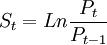 S_t=Ln\frac{P_t}{P_{t-1}}