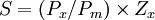 S=(P_x/P_m)\times Z_x