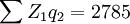 \sum Z_1q_2=2785