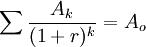 \sum\frac{A_k}{(1+r)^k}=A_o
