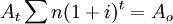 A_t\sum{n}{(1+i)^t}=A_o