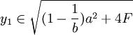 y_1 \in \sqrt{(1 - \frac{1}{b})a^2 + 4F}
