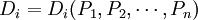 D_i=D_i(P_1,P_2,\cdots,P_n)