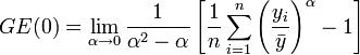 GE(0)=\lim_{\alpha \to 0}\frac{1}{{\alpha}^2-\alpha}\left