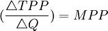 (\frac{\triangle TPP}{\triangle Q})=MPP