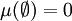 \mu(\emptyset) = 0