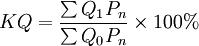 KQ=\frac{\sum Q_1P_n}{\sum Q_0P_n}\times 100%