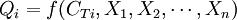 Q_i=f(C_{Ti},X_1,X_2,\cdots,X_n)