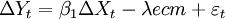 {\Delta}Y_t={\beta}_1{\Delta}X_t-\lambda ecm+{\varepsilon}_t