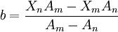 b=\frac{X_nA_m-X_mA_n}{A_m-A_n}