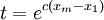 t=e^{c(x_m-x_1)}