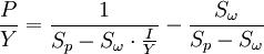\frac{P}{Y}=\frac{1}{S_p-S_\omega \cdot \frac{I}{Y}}-\frac{S_\omega}{S_p-S_\omega}