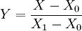 Y=\frac{X-X_0}{X_1-X_0}