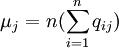 \mu_j=n(\sum_{i=1}^n q_{ij})
