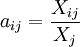 a_{ij}=\frac{X_{ij}}{X_j}